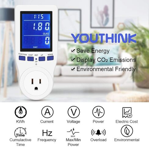 Plug in Kilowatt Electricity Usage Monitor Electrical Power Consumption Watt Meter Tester in Saudi Arabia