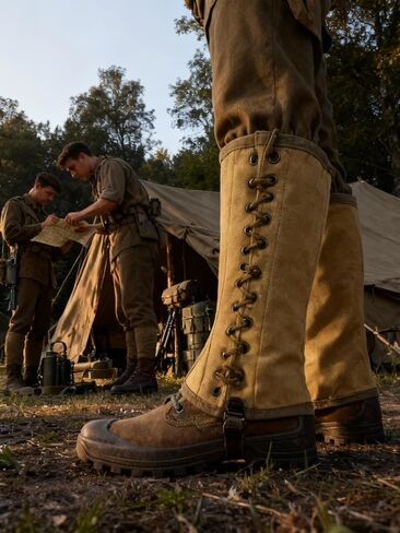 Canvas Gaiters Snake Gaiters Leg Gaiters for Men Ww2 Gaiters Reproduction WWII Us M1936 Leggings Gaiters for Hiking Army Khaki Canvas Gaiters Puttee Protection for Legs, 3R in Saudi Arabia