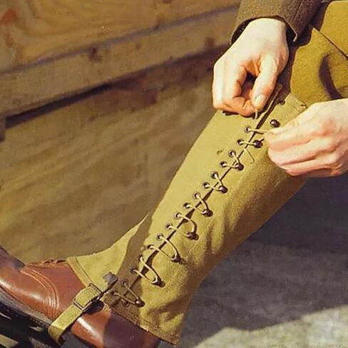 Canvas Gaiters Snake Gaiters Leg Gaiters for Men Ww2 Gaiters Reproduction WWII Us M1936 Leggings Gaiters for Hiking Army Khaki Canvas Gaiters Puttee Protection for Legs, 3R in Saudi Arabia