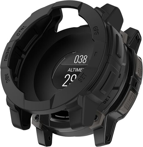 حافظة حماية MOTONG متوافقة مع Garmin Instinct 3 مقاس 50 مم - غطاء حماية من السيليكون لساعة Garmin Instinct 3 مقاس 50 مم (أسود) in Kuwait