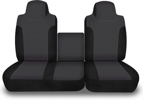 Seat Covers for Isuzu NPR 40/60 Split Bench Custom 1995 1996 1997 1998 1999 2000 2001 2002 2003 2004 2005 Knitted Fabric with Soft Foam Padding Breathable Faux Leather Black in Saudi Arabia