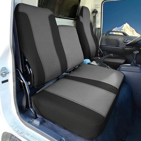 Seat Covers for Isuzu NPR 40/60 Split Bench Custom 1995 1996 1997 1998 1999 2000 2001 2002 2003 2004 2005 Knitted Fabric with Soft Foam Padding Breathable Faux Leather Black in Saudi Arabia