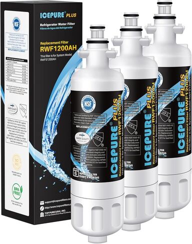 ICEPURE Plus 46-9690 NSF53 بديل معتمد لـ LG LT700P ADQ36006101، Kenmore Elite 9690 ADQ36006102، LFX28979ST، RWF1200A، LFX25978ST، LFXS30766S، LFXC24726S فلتر مياه الثلاجة، 3 عبوات in Kuwait