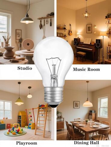100 Watt Incandescent Light Bulbs, A19 Clear Incandescent Rough Service Light Bulb,A19 100 WATT Incandescent Bulb Shatter Resistant Rough Service Light Bulb 100 WATTS A19 Shape (6) in Saudi Arabia
