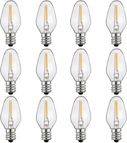 C7 LED Night Light Bulbs, E12 Candelabra Base 0.6 Watt LED Light Bulbs for Window Candles/Chandeliers/Night Lights,12 Packs, Waterproof,Warm White Glow (Equivalent to 7 Watt Incandescent Bulb) in Saudi Arabia