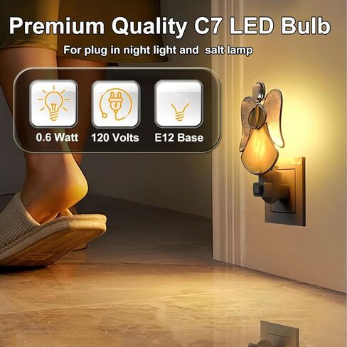 C7 LED Night Light Bulbs, E12 Candelabra Base 0.6 Watt LED Light Bulbs for Window Candles/Chandeliers/Night Lights,12 Packs, Waterproof,Warm White Glow (Equivalent to 7 Watt Incandescent Bulb) in Saudi Arabia