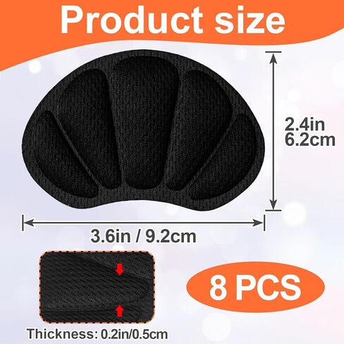 Joez Wonderful 4 Pairs Kids Heel Pads for Shoes Too Big, Self-Adhesive Grips Liner for Loose Shoe, Non Slip Soft Shoe Filler Inserts Cushion for Toddlers Girls Boys (Black) in Saudi Arabia