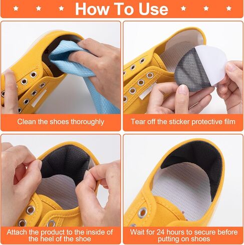 Joez Wonderful 4 Pairs Kids Heel Pads for Shoes Too Big, Self-Adhesive Grips Liner for Loose Shoe, Non Slip Soft Shoe Filler Inserts Cushion for Toddlers Girls Boys (Black) in Saudi Arabia