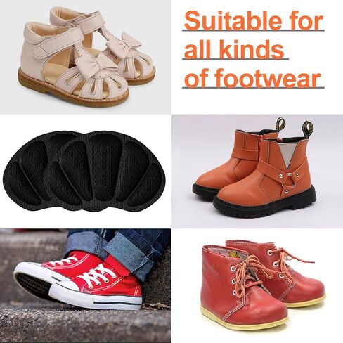 Joez Wonderful 4 Pairs Kids Heel Pads for Shoes Too Big, Self-Adhesive Grips Liner for Loose Shoe, Non Slip Soft Shoe Filler Inserts Cushion for Toddlers Girls Boys (Black) in Saudi Arabia