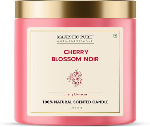 Majestic Pure Candle Cherry Blossom, Natural Scented Candle, 10oz Large Jar with up to 45+ Hours Burn, Giftable in Saudi Arabia