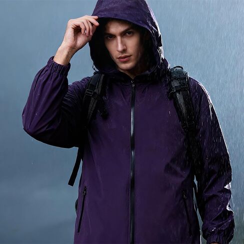 Men Women Fashion Lightweight Rain Jacket Hooded Waterproof Windbreaker in Saudi Arabia