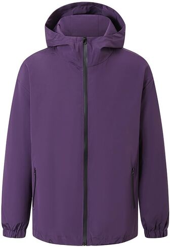 Men Women Fashion Lightweight Rain Jacket Hooded Waterproof Windbreaker in Saudi Arabia