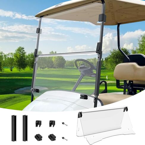 DRIVE UP Golf Cart Windshield, EZGO Golf Cart Windshield Compatible with TXT, DCS, PDS 1995-2013 Gas and Electric Golf Carts, Clear Down Windshield Foldable Anti-UV Protection and Impact Resistant in Saudi Arabia