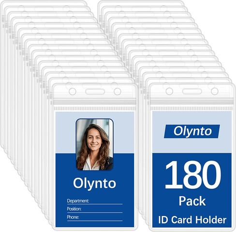 70 Pcs Clear Vertical ID Badge Holder with Zipper -Resealable Plastic Key Card Holder Name Tag Badge Waterproof Protector Sleeve for Office,School,Nurses,Work ID Badge Cover Events & Daily Use in Saudi Arabia