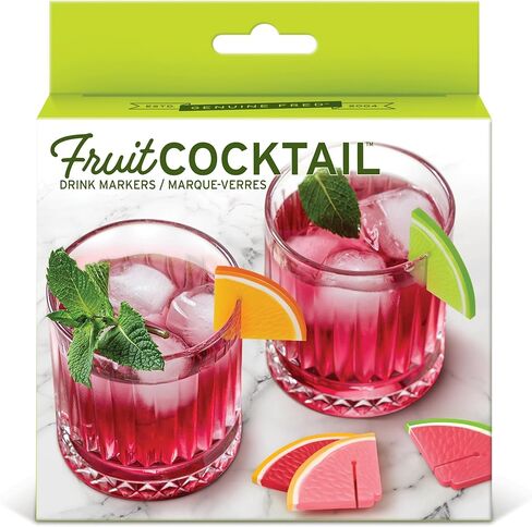 Genuine Fred FRUIT COCKTAIL Citrus Drink Markers, Set of 6 Silicone Drink IDs, Food-Safe, Easy to Clean, Reusable, Fits All Glassware, Perfect for Parties and Gifts in Saudi Arabia
