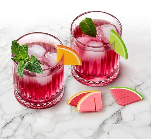 Genuine Fred FRUIT COCKTAIL Citrus Drink Markers, Set of 6 Silicone Drink IDs, Food-Safe, Easy to Clean, Reusable, Fits All Glassware, Perfect for Parties and Gifts in Saudi Arabia