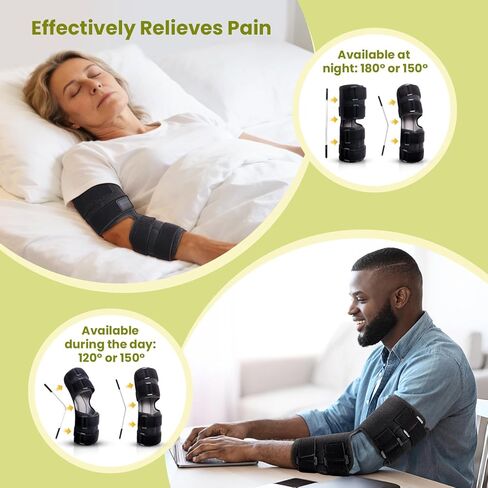 Cubital Tunnel Syndrome Elbow Brace Splint for Ulnar Nerve Entrapment, suitable for all day, with 3 interchangeable angle supports - M in Saudi Arabia