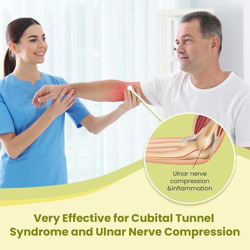 Cubital Tunnel Syndrome Elbow Brace Splint for Ulnar Nerve Entrapment, suitable for all day, with 3 interchangeable angle supports - M in Saudi Arabia