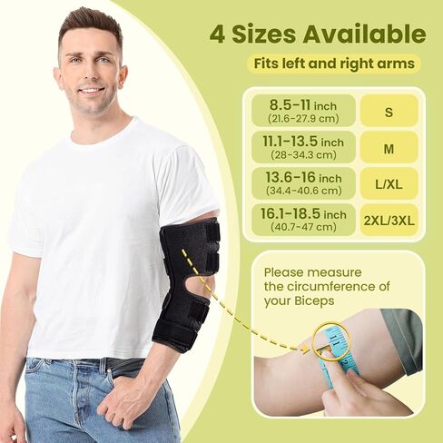 Cubital Tunnel Syndrome Elbow Brace Splint for Ulnar Nerve Entrapment, suitable for all day, with 3 interchangeable angle supports - M in Saudi Arabia