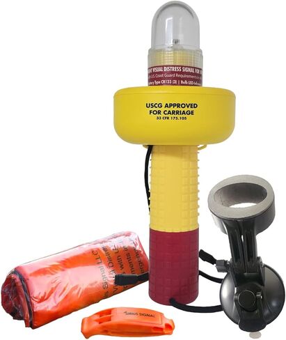 Sirius Signal C-1003 SOS LED Flare Electronic Visual Distress Signal Kit with Daytime Distress Flag and Whistle - CG Approved - Legally Never Buy Flares Again in Kuwait