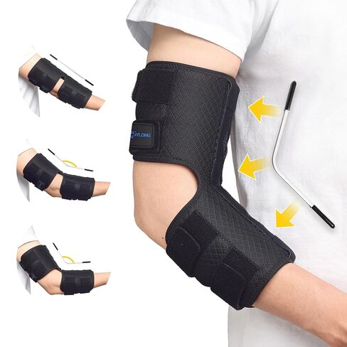 Cubital Tunnel Syndrome Elbow Brace Splint for Ulnar Nerve Entrapment, suitable for all day, with 3 interchangeable angle supports - M in Saudi Arabia