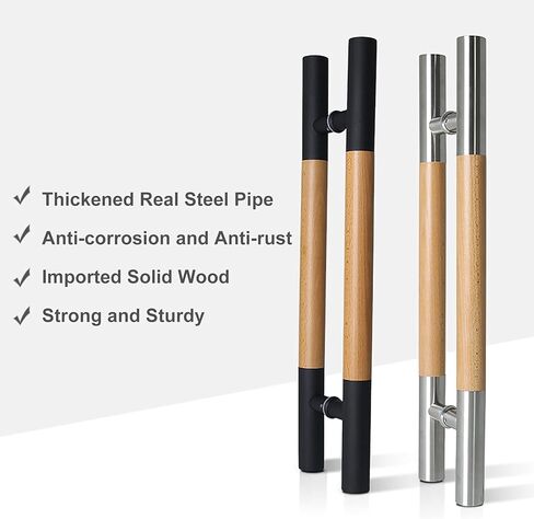 Door Pull Handle Glass Door Push Handle Wood & Stainless Door Konbs, Round Kitchen Doors Commercial Doors Handles, for Home Entry Store Garages Cabinet (Color : Black, Size : 80cm/32inch) in Saudi Arabia