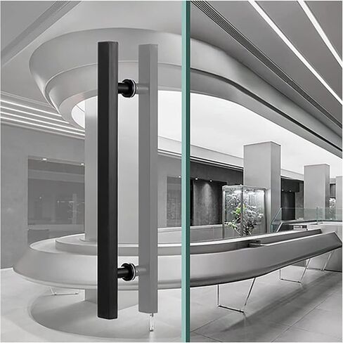 Barn Door Pull Handle, 24 in Push Pull Door Handles for Glass Door, Commercial Company Front Door Pull Handle with Fittings, Modern Simple Style (Black 60 Cm/23.6 in) in Saudi Arabia