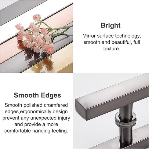 Barn Door Pull Handle, 24 in Push Pull Door Handles for Glass Door, Commercial Company Front Door Pull Handle with Fittings, Modern Simple Style (Black 60 Cm/23.6 in) in Saudi Arabia