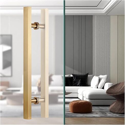 Barn Door Pull Handle, 24 in Push Pull Door Handles for Glass Door, Commercial Company Front Door Pull Handle with Fittings, Modern Simple Style (Gold 60 Cm/23.6 in) in Saudi Arabia