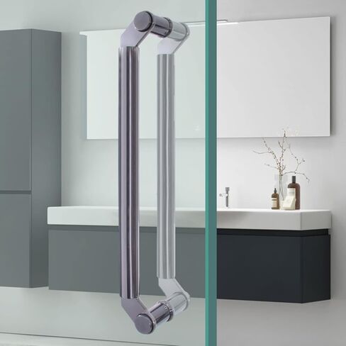 Commercial Push Pull Glass Door Handles, Double Sided Round Glass Door Pulls for Entrance Door, Stainless Steel Barn Door Shower Door Push Bar (Color : Dark gray, Size : 80cm (31 1/2")*76cm) in Saudi Arabia