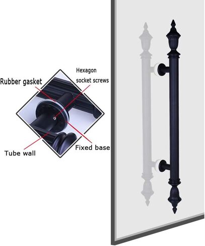 Glass Door Handle European Style Retro Matte Black Finish Stainless Steel Door Handle Wooden Door Handle KTV Push-Pull 4 Lengths (60×25 Cm) in Saudi Arabia