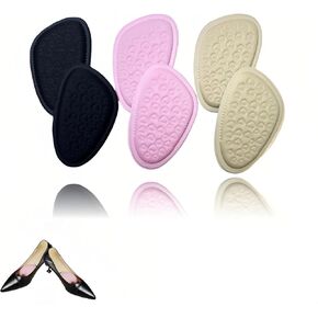 Breathable Forefoot Cushion Pads for High Heels, Sweat Absorbing Massage Insoles with Anti-Slip Design, 3 Pairs (Black, Beige, Pink), 7.5 x 12.5 cm, Washable and Reusable in Kuwait