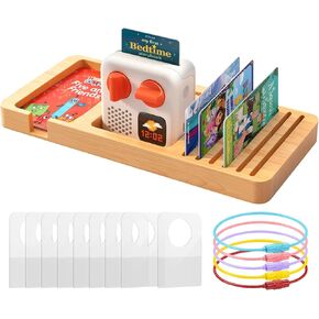 RIBOTS Wooden Card Holder for Yoto: Card Storage Accessories for Yoto Player 3rd Gen. - 1 Charger Holder & 13 Card Slots - 5 Keyrings & 40 PVC Self-Adhesive Tabs for Kids 6-12 in Saudi Arabia