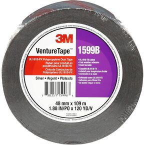 شريط 3M Venture Tape UL181B-FX من مادة البولي بروبيلين 1599B، فضي، 48 مم × 109.7 م، 3 مل (عبوة من قطعة واحدة) in Kuwait
