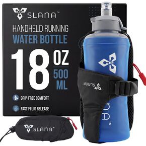 Handheld Running Water Bottle 18 oz – Grip-Free Collapsible Water Bottles for Running with Adjustable Strap & Thumbhole, Expandable Phone Pocket, Race Cap for One-Hand Drinking in Saudi Arabia