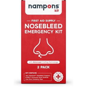مجموعة علاج نزيف الأنف في حالات الطوارئ مع تقنية التخثر المتقدمة من Nampons. تشتمل المجموعة على سدادتين لنزيف الأنف من نامبون، ومعقم لليدين من بيورل، ومناديل تنظيف الوجه مقاس XL للأطفال والكبار. in Kuwait