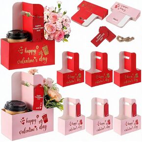 30 Set Mother's Day 2/4 Cups Drink Carrier with Handle, 12-30 oz Teacher Cup Holder Kraft Paperboard Coffee Carrier for Hot Cold Drinks, Takeout Delivery(Thanks Style,7 x 3 x 9 Inch,Brown) in Saudi Arabia