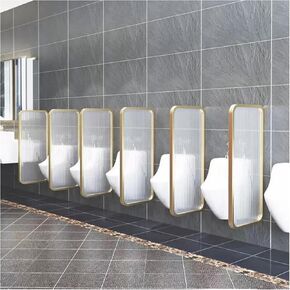 Stainless Steel Toilet Bathroom Partition with Tempered Glass, Public Toilet Protection Divider, Men's Urinal Privacy Waterproof Baffle for Shopping Malls, Hotel,Gold-2 Pcs in Kuwait