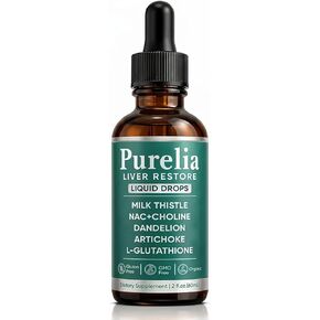 Purelia Liver Restore Drops – Complete Liver Detox Support Supplement with Milk Thistle, Dandelion & L-Glutathione for Liver Cleanse & Digestion Aid Health, 2 Fl Oz (1) in Saudi Arabia