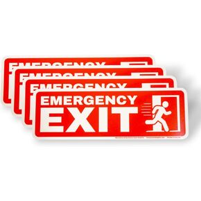 Emergency Exit Signs Stickers – 3x9 Inch Industrial Vinyl Exit Door Labels – Safety Decals for Commercial Buildings, Warehouses & Facilities – 4 Pack in Saudi Arabia