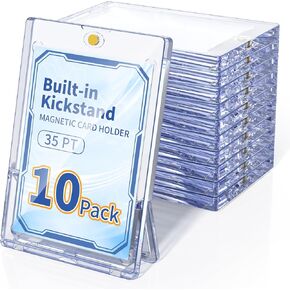 10 Pack Magnetic Card Holder with Kickstand, 35pt Single Card Holder Touch, U-V Protection, Built-in Display Stand, Fit for Baseball, Game, Sports Cards in Saudi Arabia