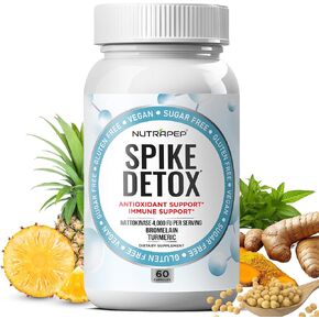 مكمل NutraPep Spike Protein Detox - 4000 FU Nattokinase مع بروميلين سيلينيوم الهندباء ومستخلص الكركم والكركمين - تطهير البروتين الأجنبي ودعم المناعة - نباتي خالي من الغلوتين in Kuwait