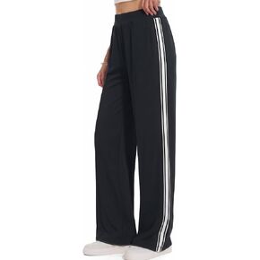 BISUAL Track Pants Women Wide Leg High Waisted Cotton Stretch Sweatpants Baggy Contrast Side Stripes Sweat Pants in Kuwait