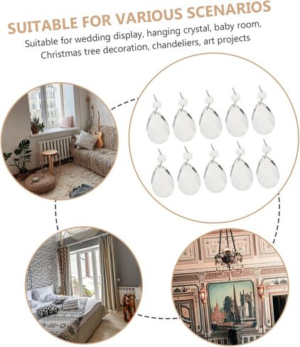 Gadpiparty 10Pcs Crystal Hanging Pendants for DIY Decor Smooth Shiny Chandelier Accessories for Home Garden Windows and Wedding Decorations in Saudi Arabia