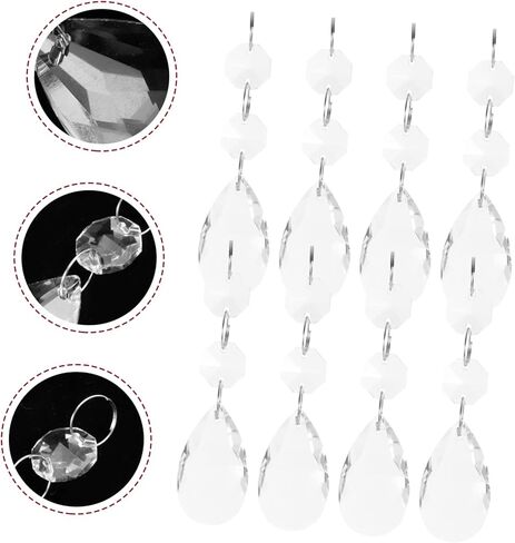 UKCOCO 16pcs Crystal Pendant Elegant Hanging Ornaments for Ceiling Light Decor High Grade Crystals for Chandelier Beautiful Indoor Home Accent for Friends and Family in Saudi Arabia