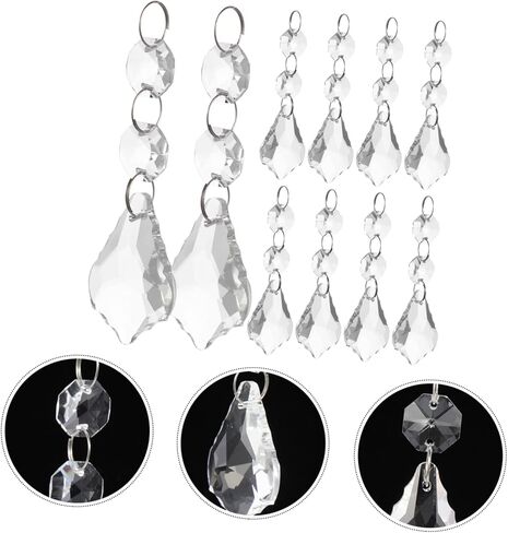 Tofficu 10Pcs Transparent Crystal Pendants for Chandelier Decoration Prisms for Wedding and Home Decor Durable Hanging Ornaments for Various Uses in Saudi Arabia