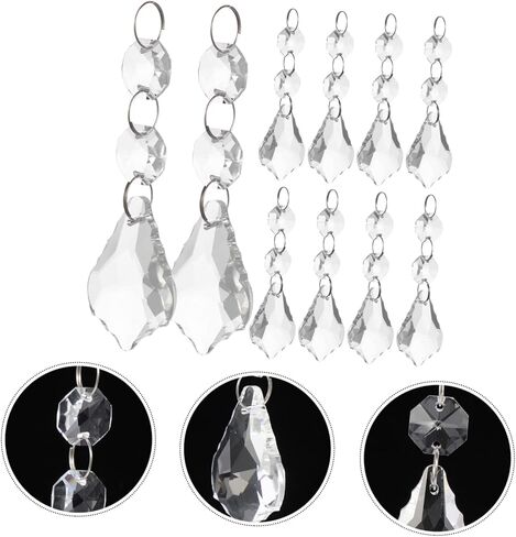 Operitacx 10Pcs Crystal Chandelier Pendants Sparkling Transparent Prisms for Hanging Decorations Elegant Light Accessories for Home and in Saudi Arabia