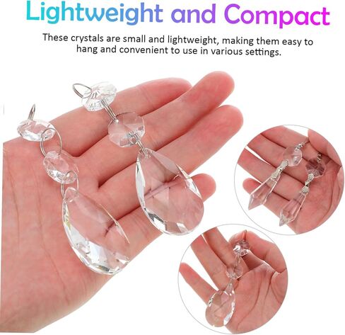 Kisangel 48 Pcs Crystal Hanging Pendant Accessories for Chandeliers Wedding Decor Lamp Replacement Parts Chandelier Crystals Easy to Install in Saudi Arabia