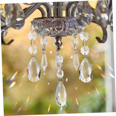 Kisangel 48 Pcs Crystal Hanging Pendant Accessories for Chandeliers Wedding Decor Lamp Replacement Parts Chandelier Crystals Easy to Install in Saudi Arabia