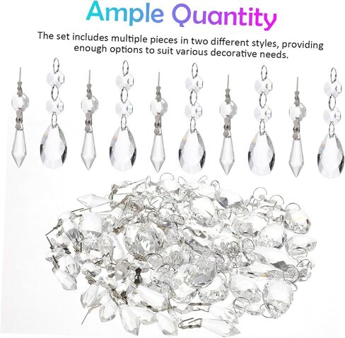 Kisangel 48 Pcs Crystal Hanging Pendant Accessories for Chandeliers Wedding Decor Lamp Replacement Parts Chandelier Crystals Easy to Install in Saudi Arabia